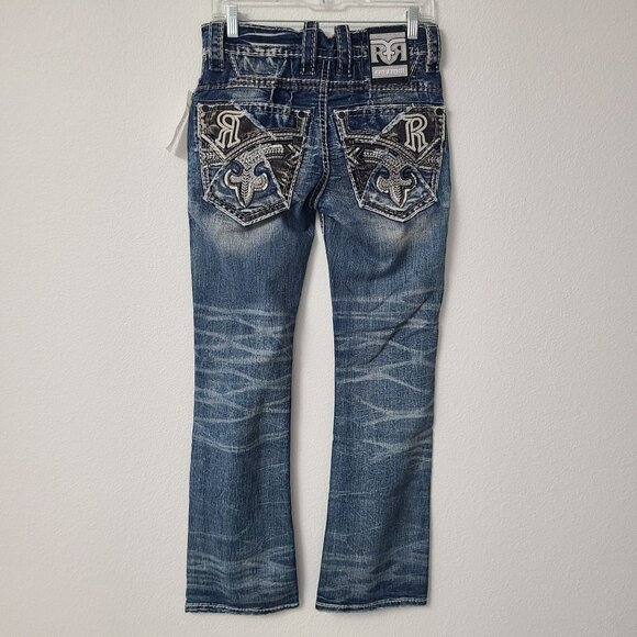 NEW Rock Revival Tyrone Slim Boot Denim Jeans Size 28x32 Blue